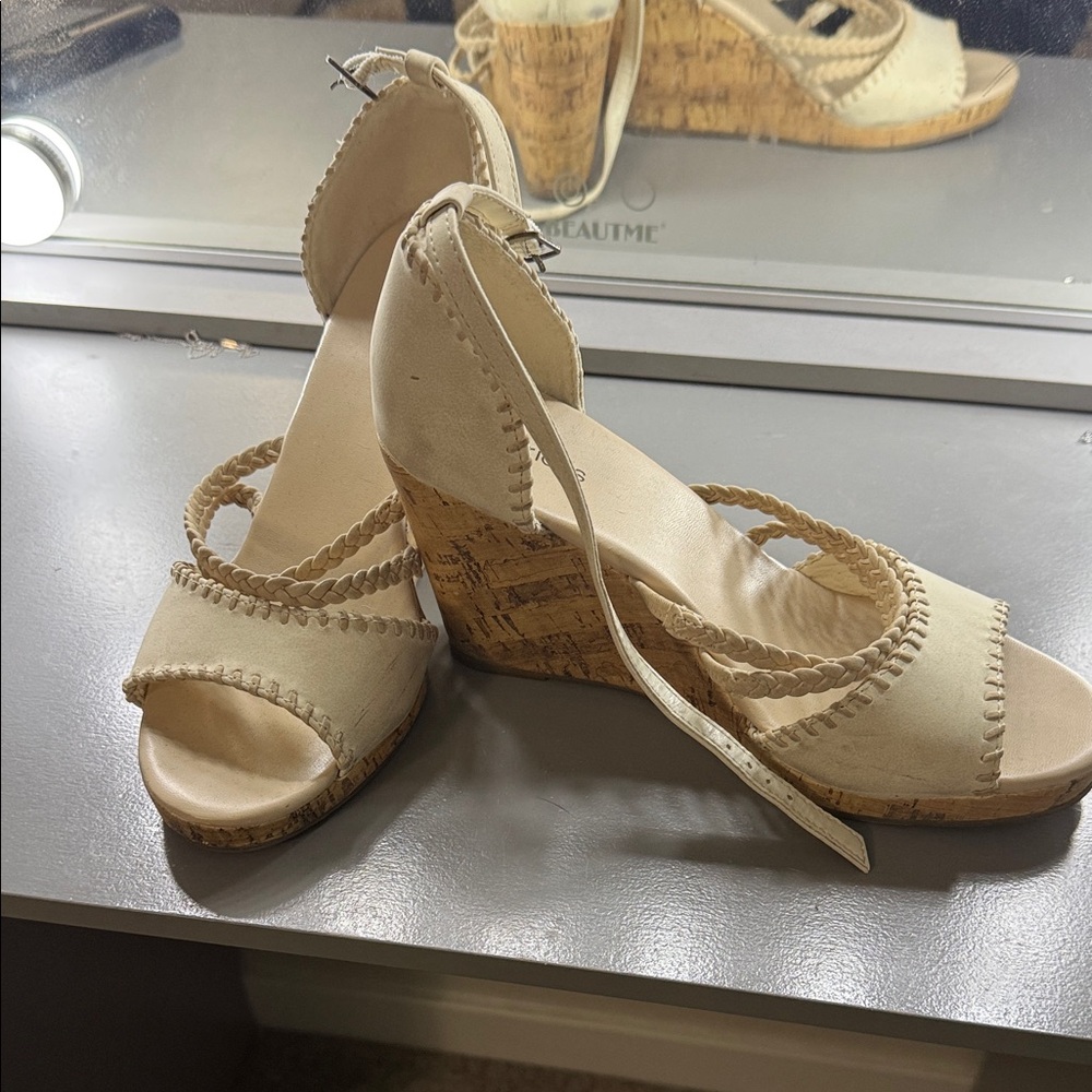 Maurices Cream Wedge Sandals